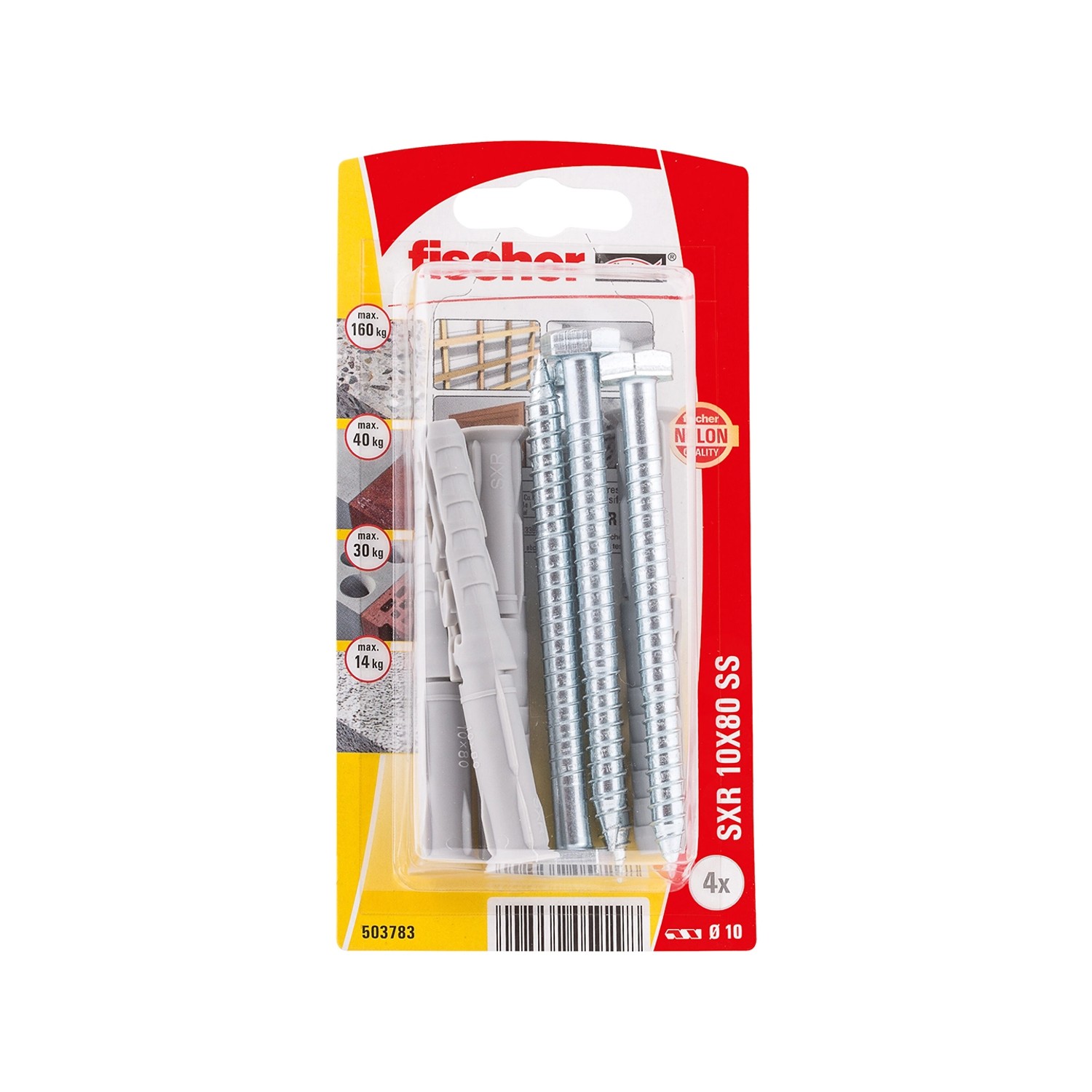 Fischer Rámová hmoždinka SXR 10 x 80 SS K NV se šrouby, 4 ks