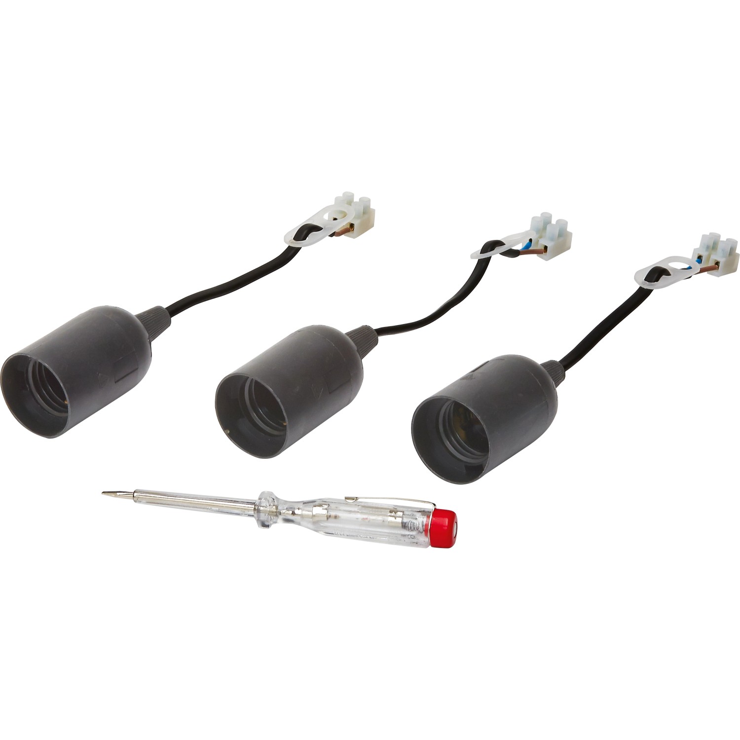 OBI Objímka žárovky E27 se zkoušečkou napětí černá, 3 ks