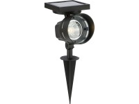 Solární LED reflektor se zápichem, 1 dioda teplá bílá, černá, 10,5 x 14 x 33 cm