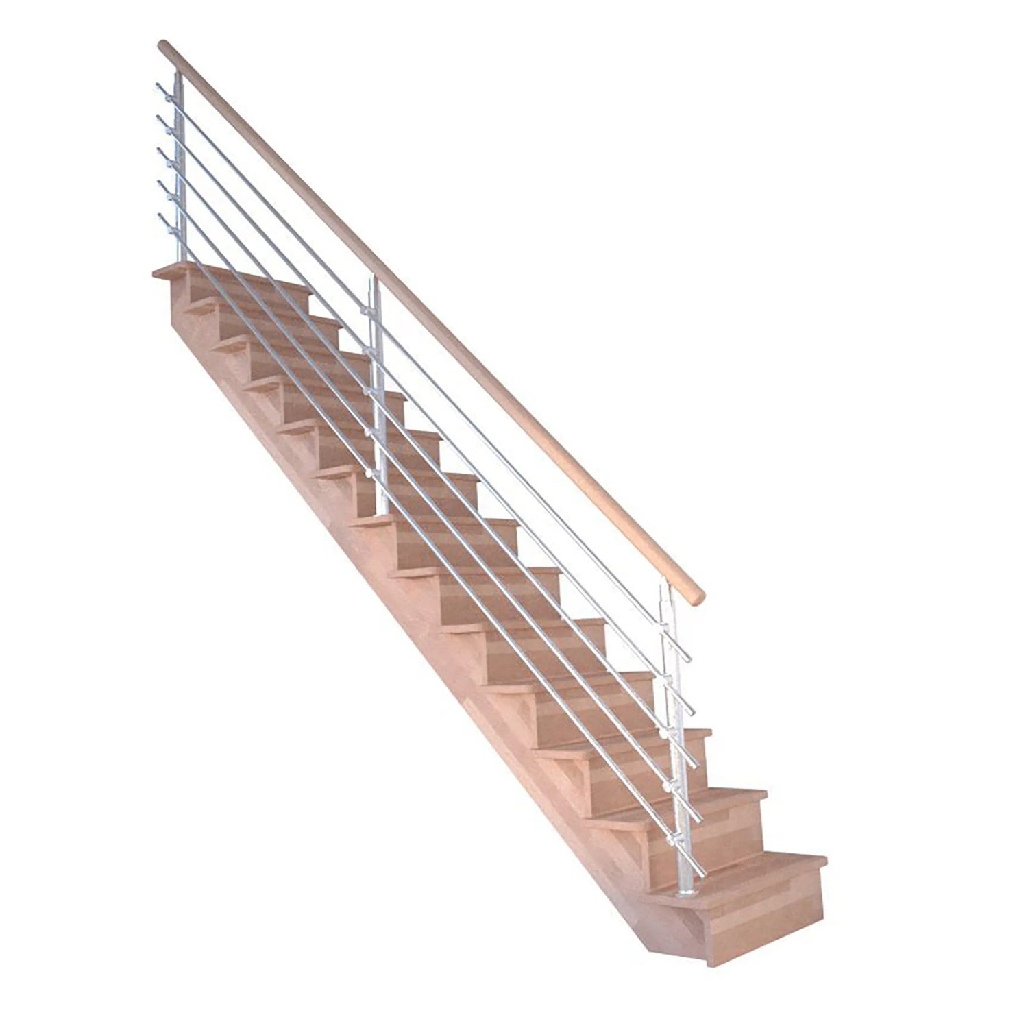 StarWood Schody Lindos bukové rovné 100cm uzavřené design. nerez. zábradlí