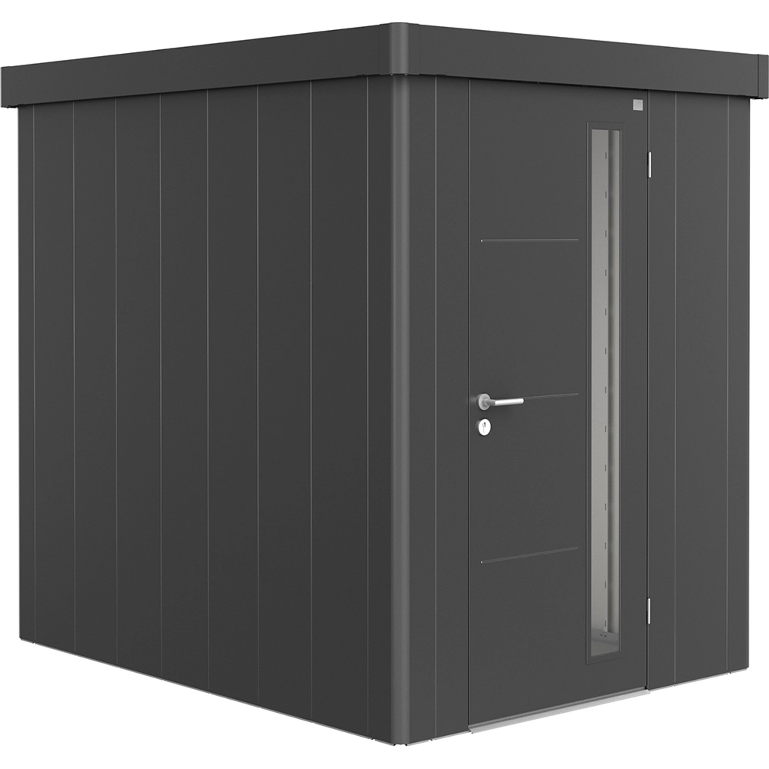 Biohort Plechový zahradní domek Neo2A standardní dveře tm. šedá 180 x 236 cm