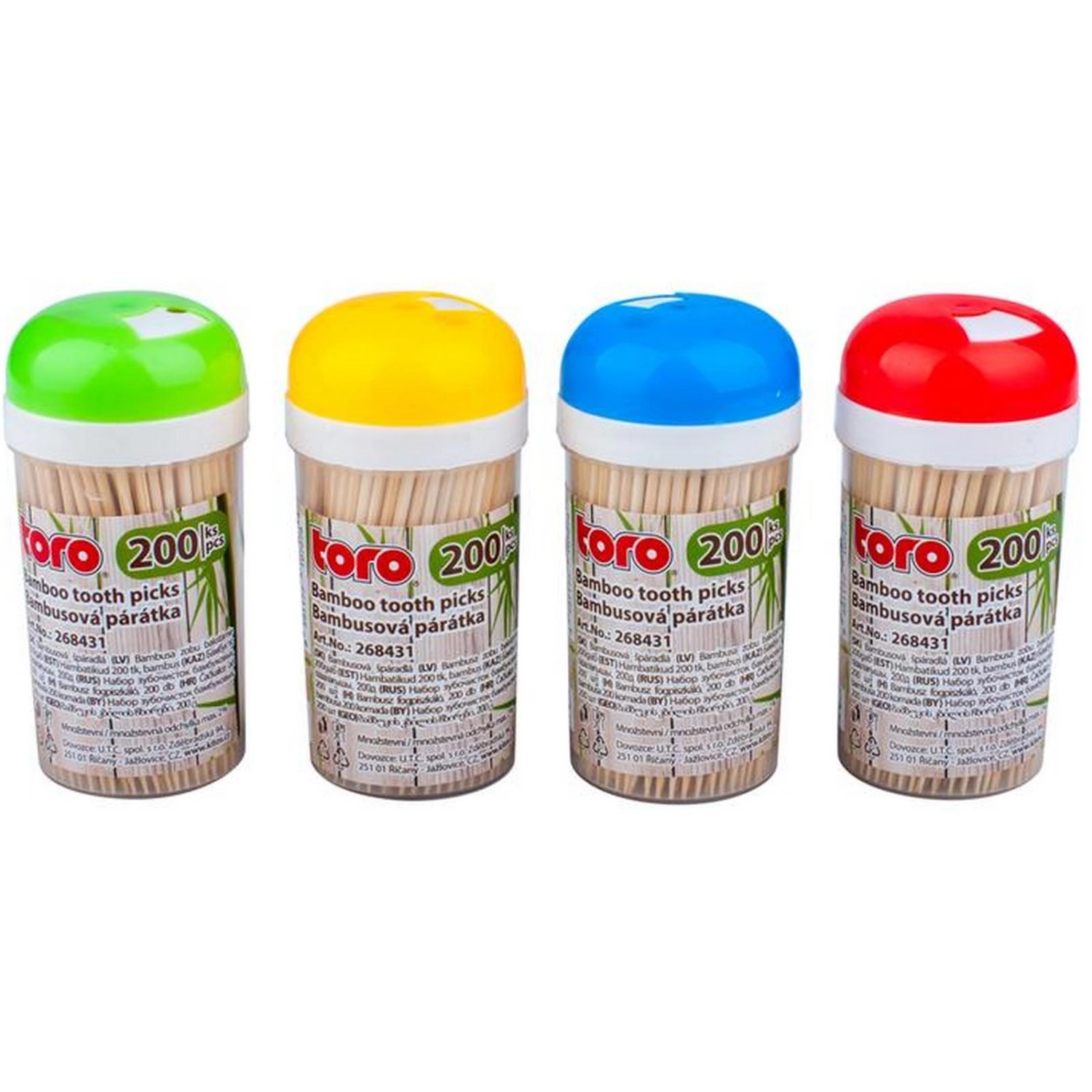 Toro párátka v zásobníku bambus, mix barev, 200 ks