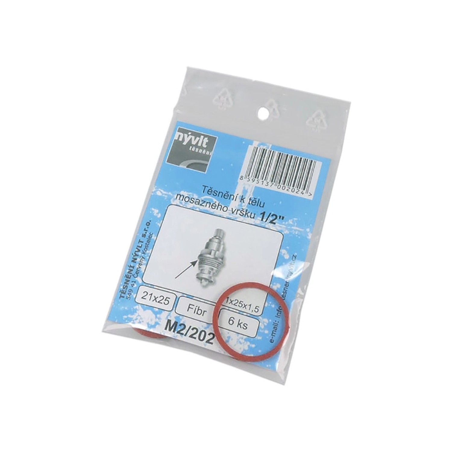 Těsnění k tělu mosazného vršku 1/2, 6 ks