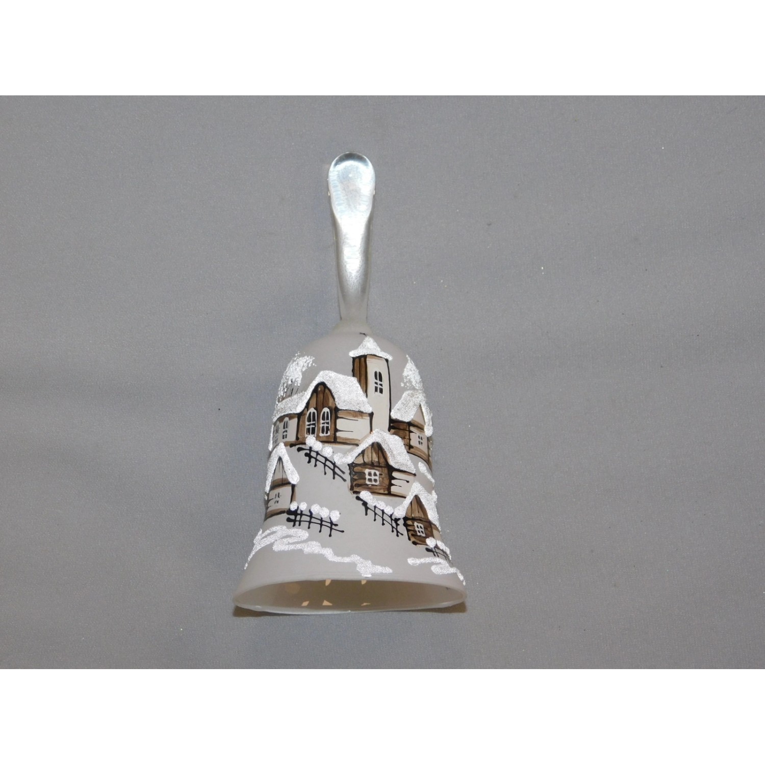 Ornex Vánoční ozdoba zvonek sklěněný vesnice bílý 150 mm