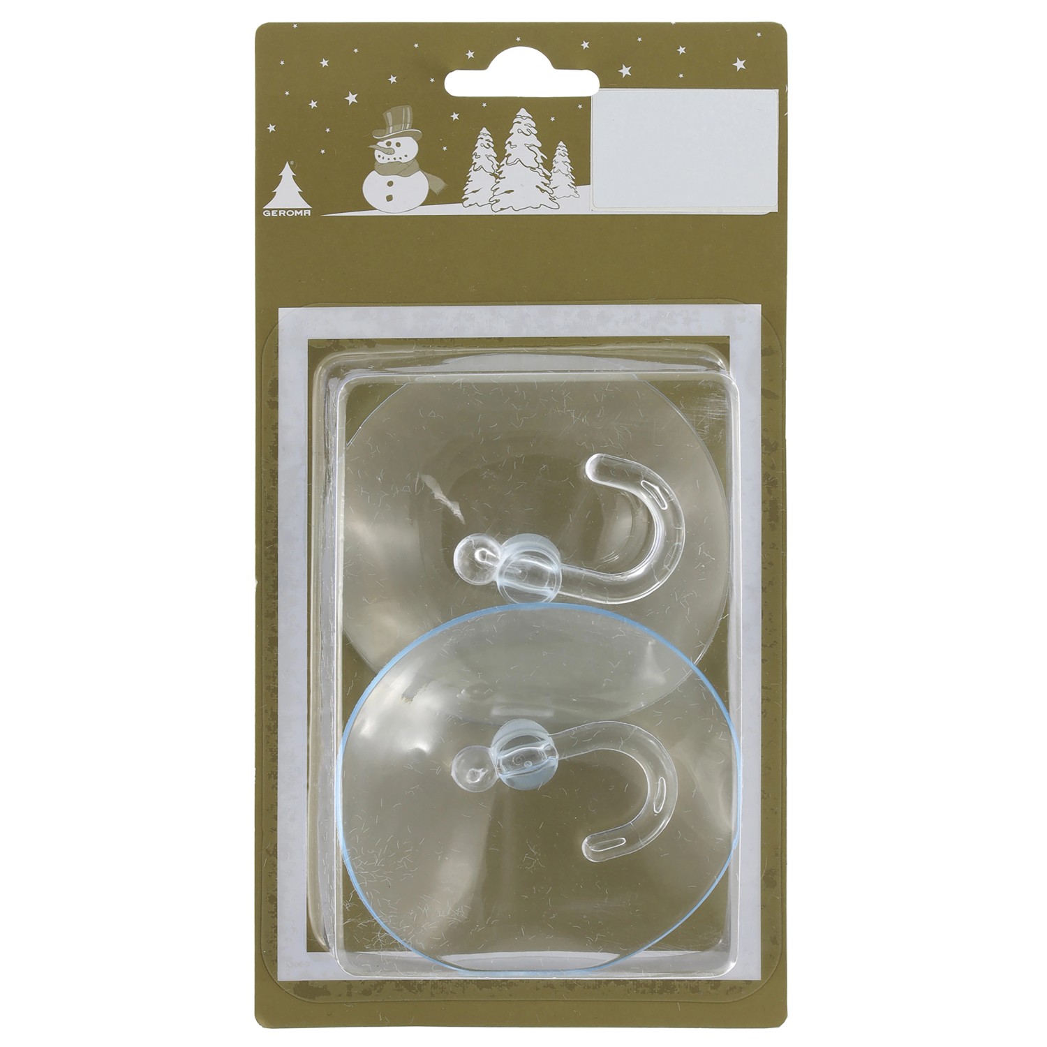 Vánoční dekorace sada přísavek s háčky, transparentní, pr. 8 cm, 2 ks