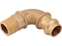 Lisovací koleno červený bronz 90°, pr. 15 mm x 21 mm (R 1/2), 1 ks Lisovací koleno červený bronz 90°, pr. 15 mm x 21 mm (R 1/2), 1 ks