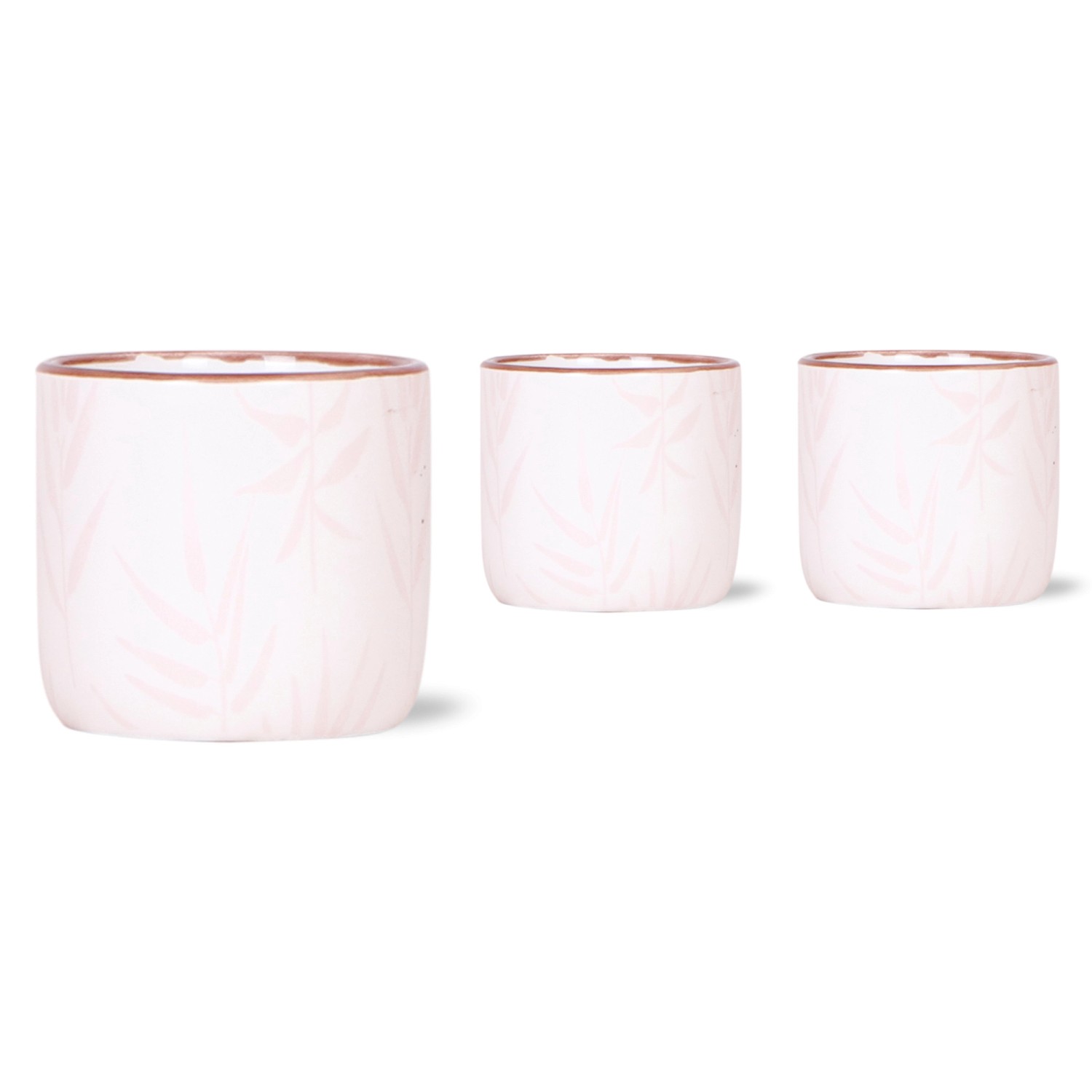 Keramický květináč Leaf bílorůžový pr. 6 x 5 cm