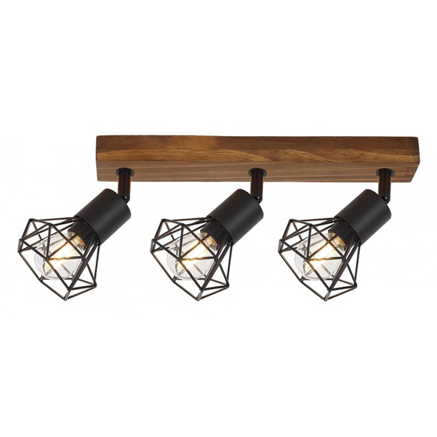 Rabalux Stropní 3bodové svítidlo Zeus, dub/matná černá, 9,5 x 15 x 52,5 cm
