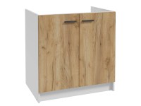 Deftrans Dřezová kuchyňská skříňka Gold 2D, zlatý dub/bílá, 80 x 82,5 x 46 cm