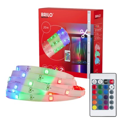BRILO RGB LED samolepicí pásek stmívatelný 16 W, 20 m