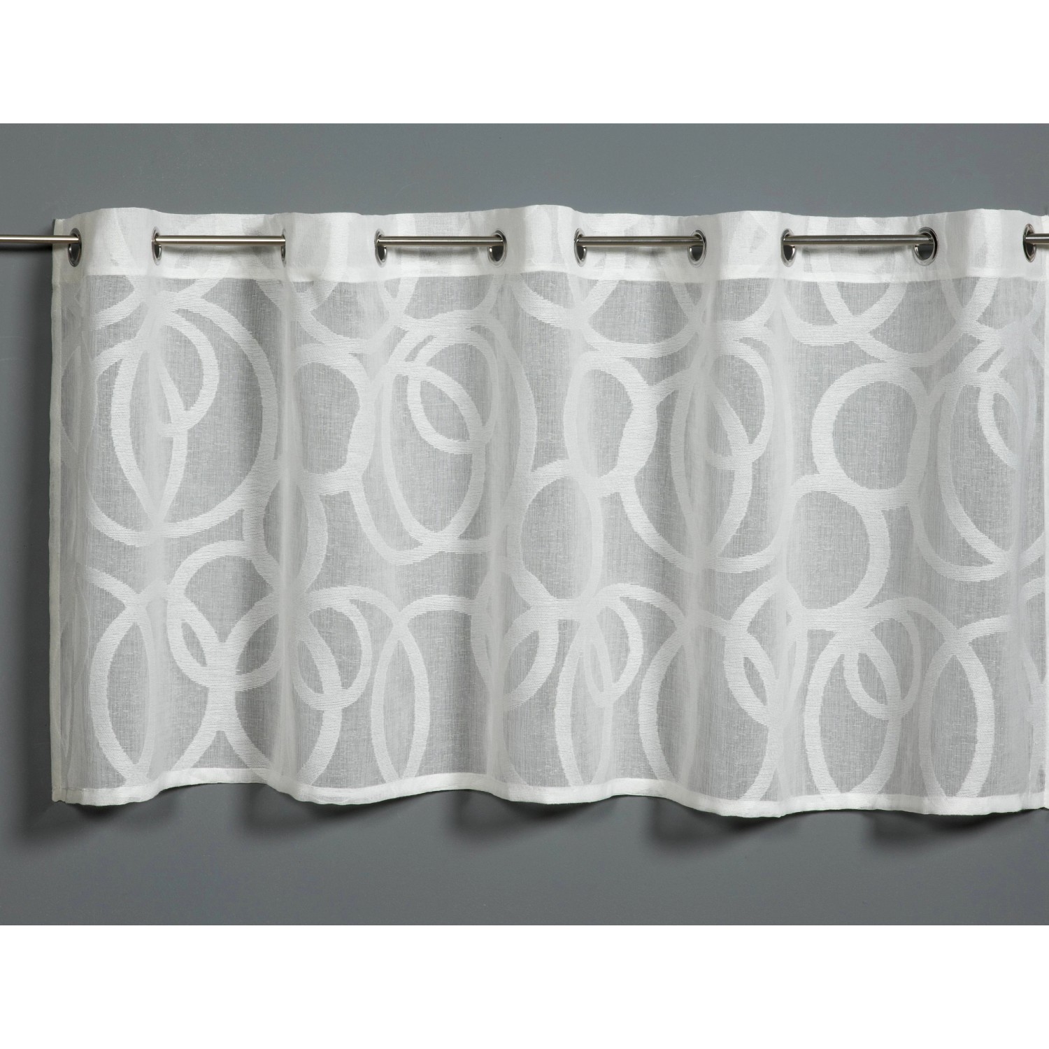 Sehlbach Vitrážová záclona s otvory, kruhy, přírodní, 135 x 50 cm