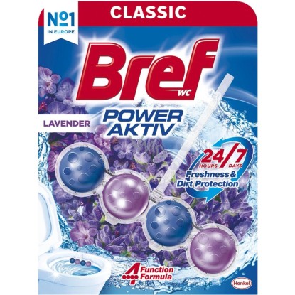 Bref Tuhý WC blok v kuličkách Power Aktiv Lavender, 50 g