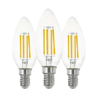 EGLO LED žárovka E14 C35 7W 806lm 2700K pr. 35 x 98 mm, čirá, 3 ks