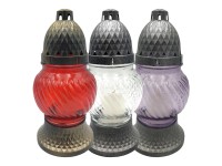 Lampa hřbitovní skleněná 22 cm, vklad 40 g, mix barev