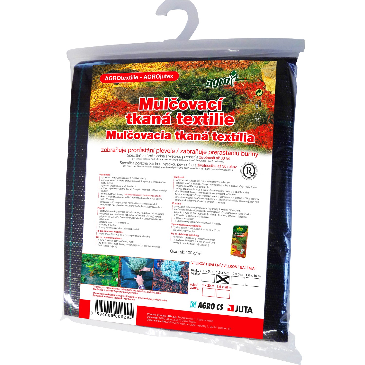 Agro Mulčovací tkaná textilie 1,6 x 5 m 100 g/m2