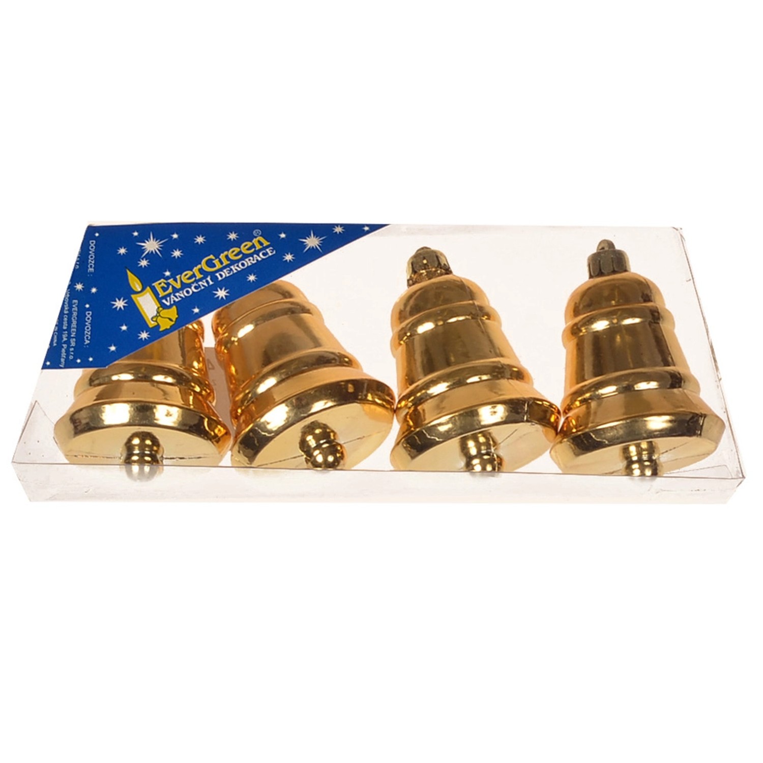 EverGreen Zvonek závěsný lesk 4 ks, PVC Box, zlatá, 6 cm