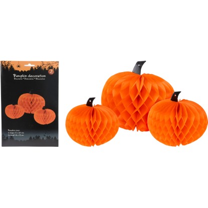 Koopman Sada 3 papírových dekorativních dýní, oranžová