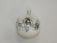 ONREX Vánoční ozdoba skleněná koule transparentní květy pr. 8 cm ONREX Vánoční ozdoba skleněná koule transparentní květy pr. 8 cm