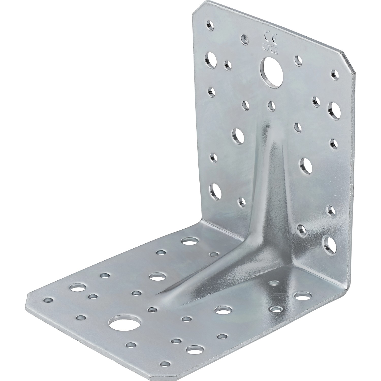 Spojovací úhelník s výztužným žebrem, pozinkovaný, 105 mm x 105 mm x 90 mm