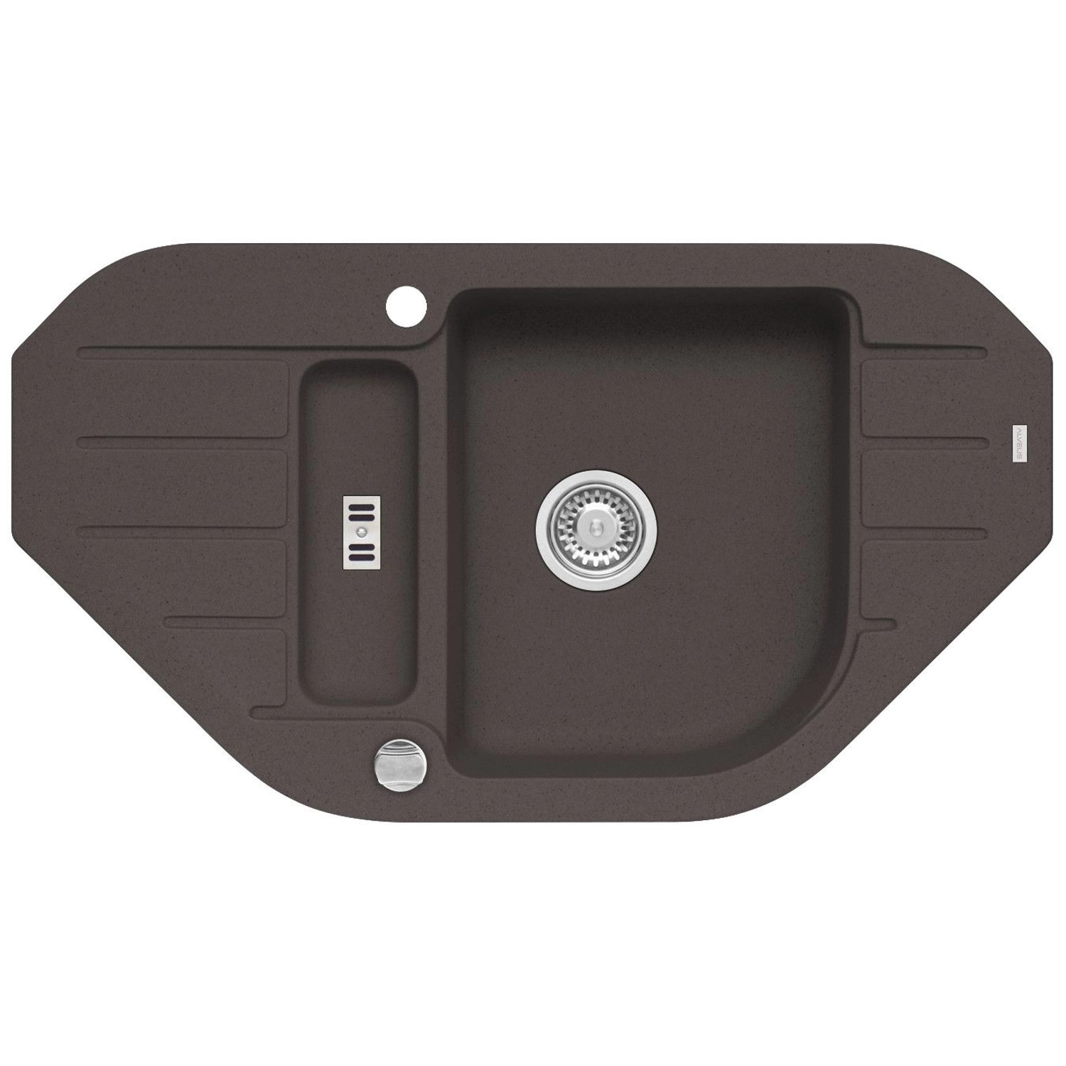 Alveus Granitový dřez Niagara 60, čokoládová, 90 x 50 cm