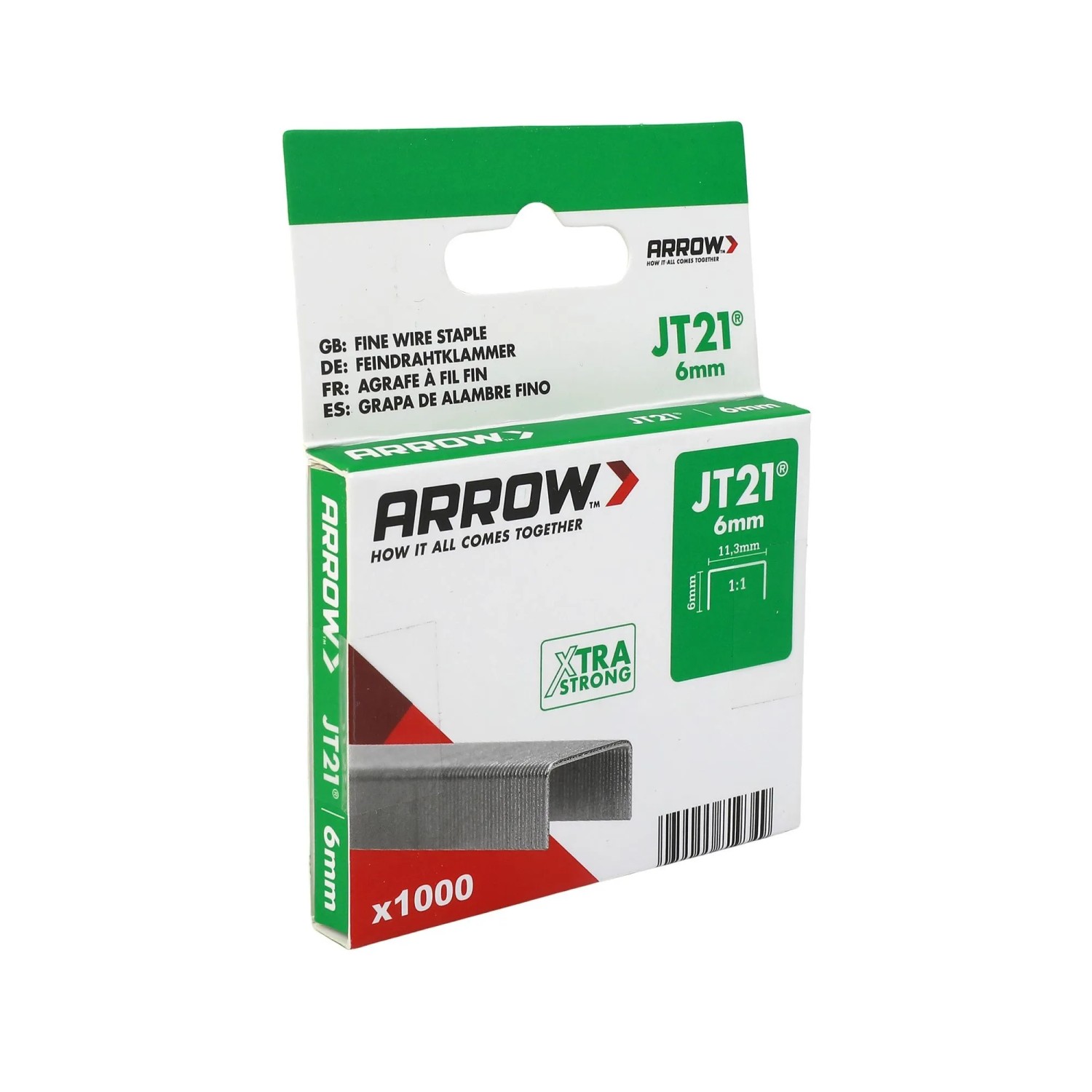 Arrow Drátěné sponky do sponkovačky JT21, délka 6 mm, 1000 ks