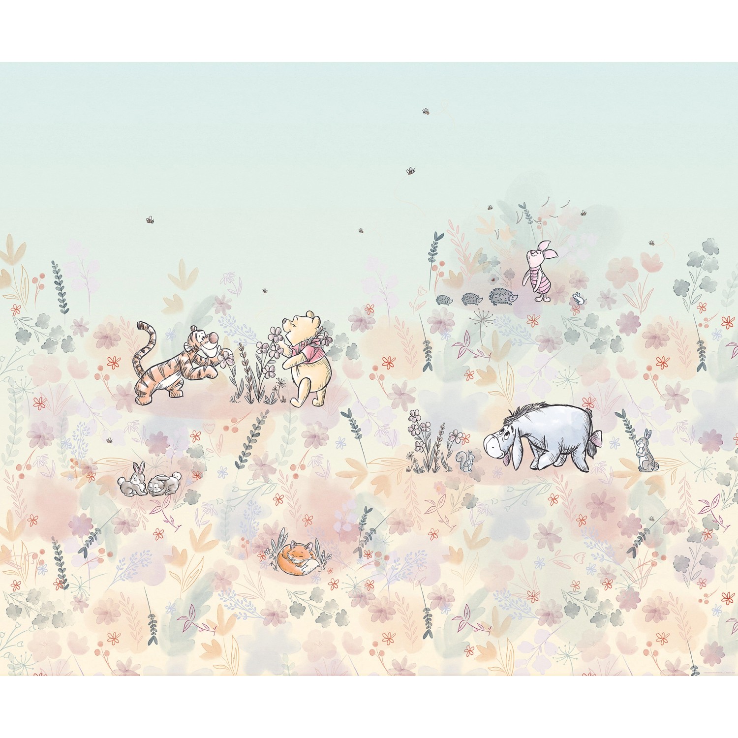 Komar Vliesová fototapeta Disney Winnie the Pooh Flowerfield Pastell 300x250 cm