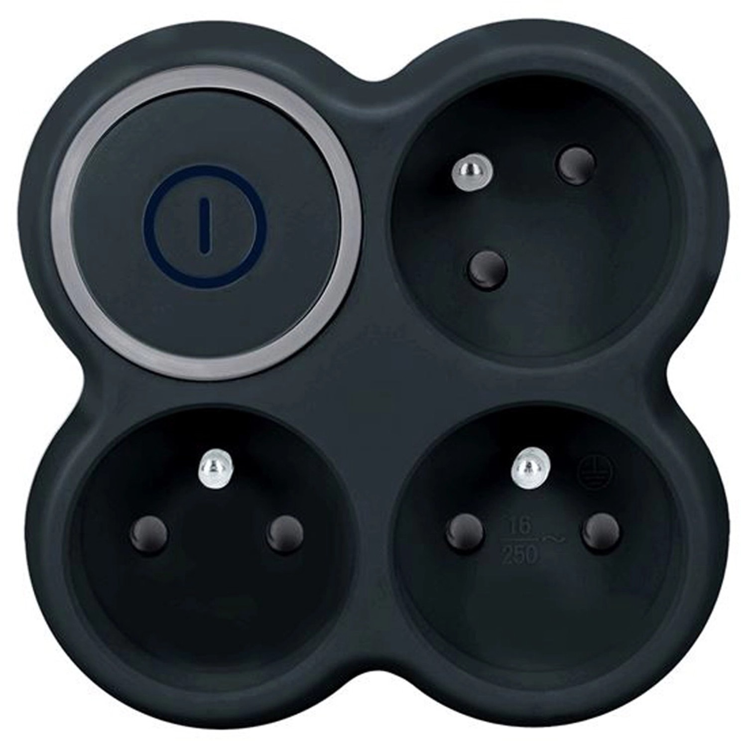 Solight Rozbočka 3 zásuvky, 15A, vypínač, černá