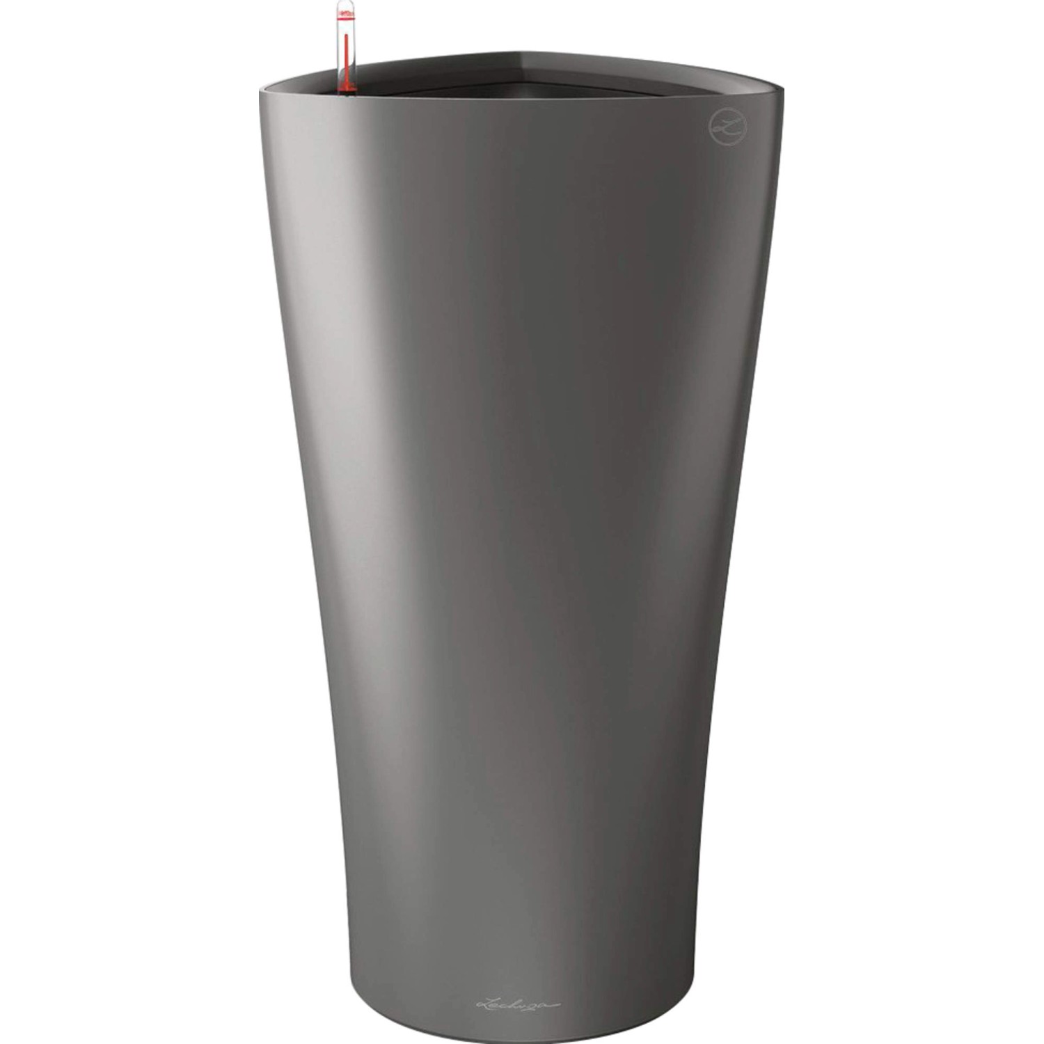 Lechuza Sloupový květináč Delta Premium, antracitová metalická, 40 x 40 x 75 cm