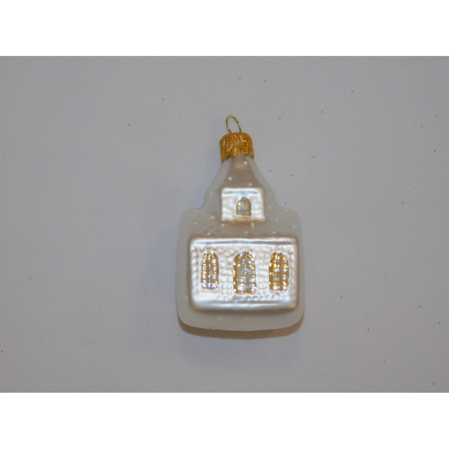 ONREX Vánoční ozdoba skleněná kostel bílý 6,5 cm