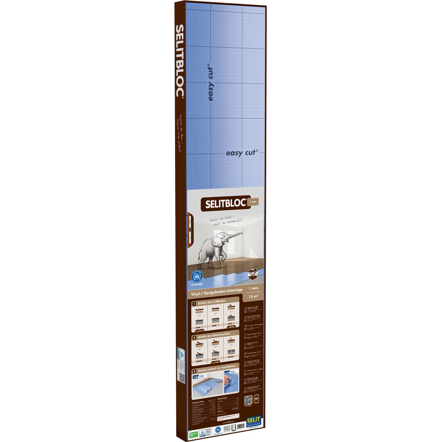 Selit Izolace kročejového hluku SELITBLOC 1,2 x 12,5 m, tl. 1 mm, 15 m2