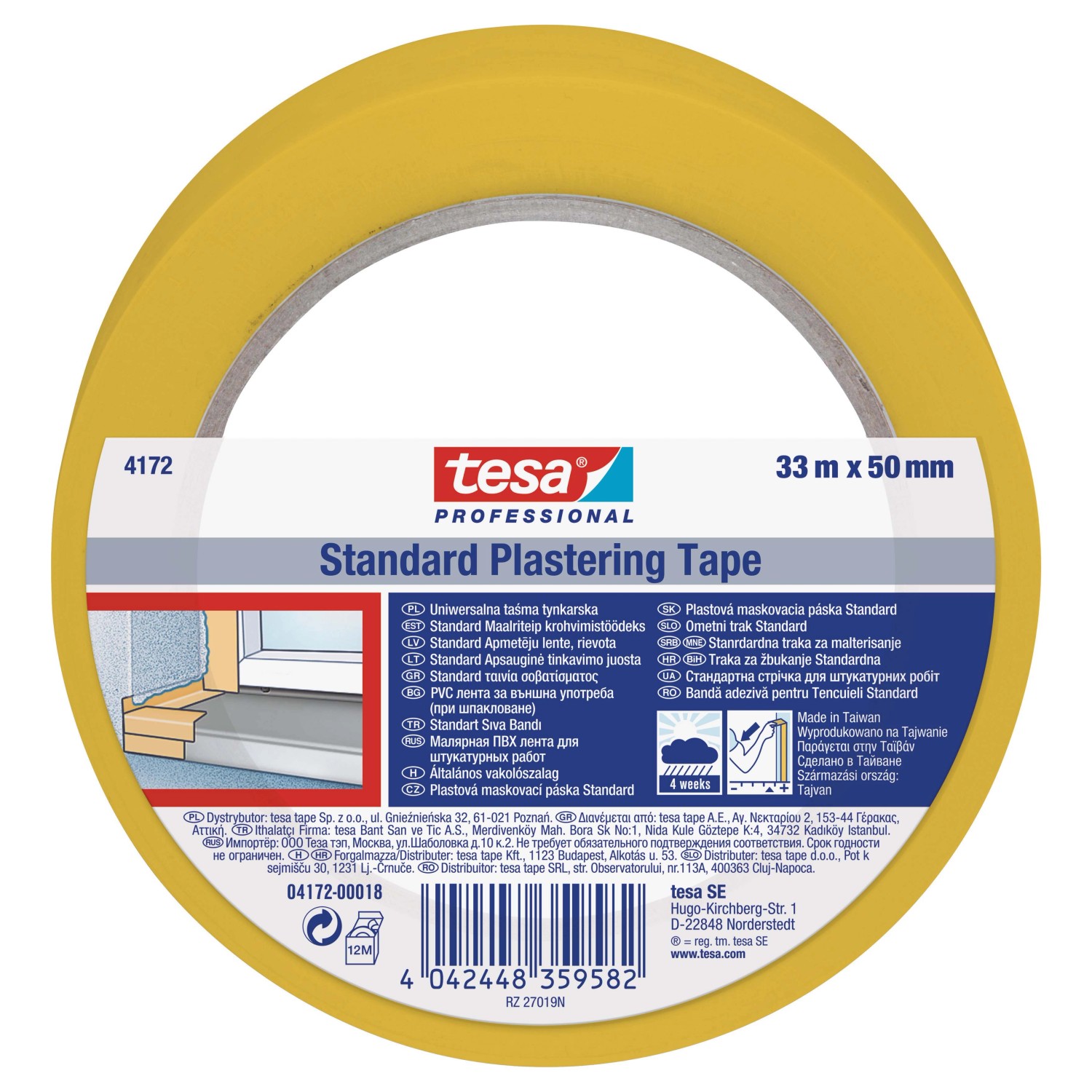 tesa Plastová maskovací páska Standard omítací žlutá