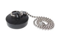 Umyvadlová zátka průměr 39 mm, s řetízkem, černá Umyvadlová zátka průměr 39 mm, s řetízkem, černá