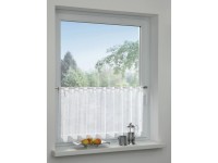 Bennetti Vitrážová záclona se skrytými poutky, stříbrný potisk, bílá 140 x 45 cm