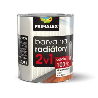 PRIMALEX Barva na radiátory 2v1 Lesk RAL 9016 dopravní bílá, 0,75 l