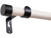 Sada záclonové tyče dřevěná bílá, pr. 25 mm, 160 cm