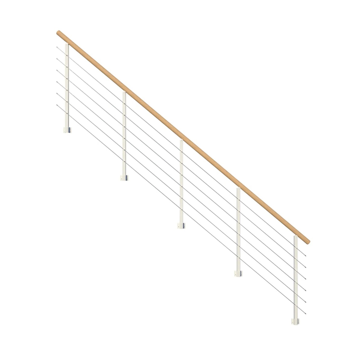 StarWood Kovové zábradlí Kos s oblým dubovým madlem/bílá 350 cm