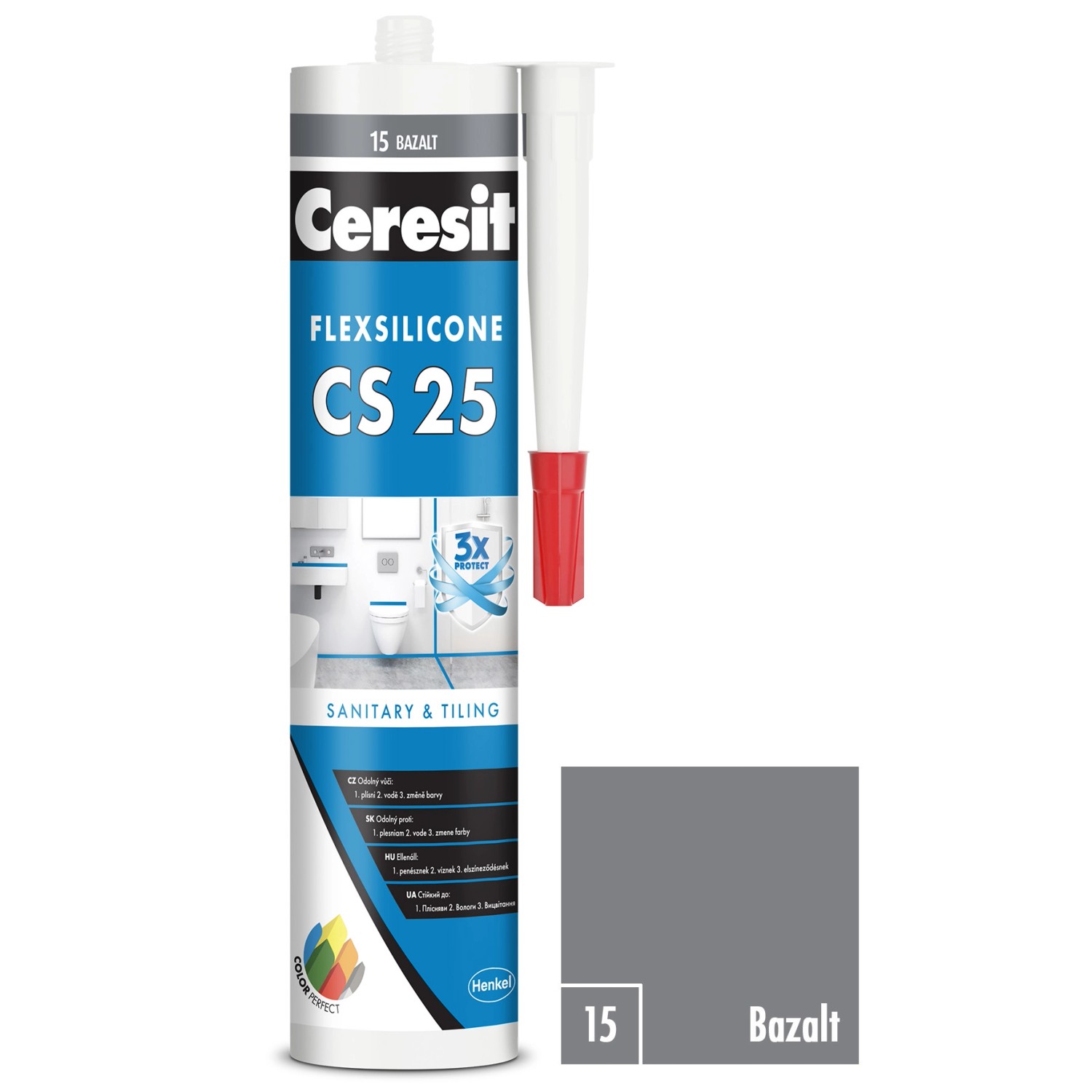 CERESIT CS 25 Sanitární silikon 15 Bazalt 280 ml