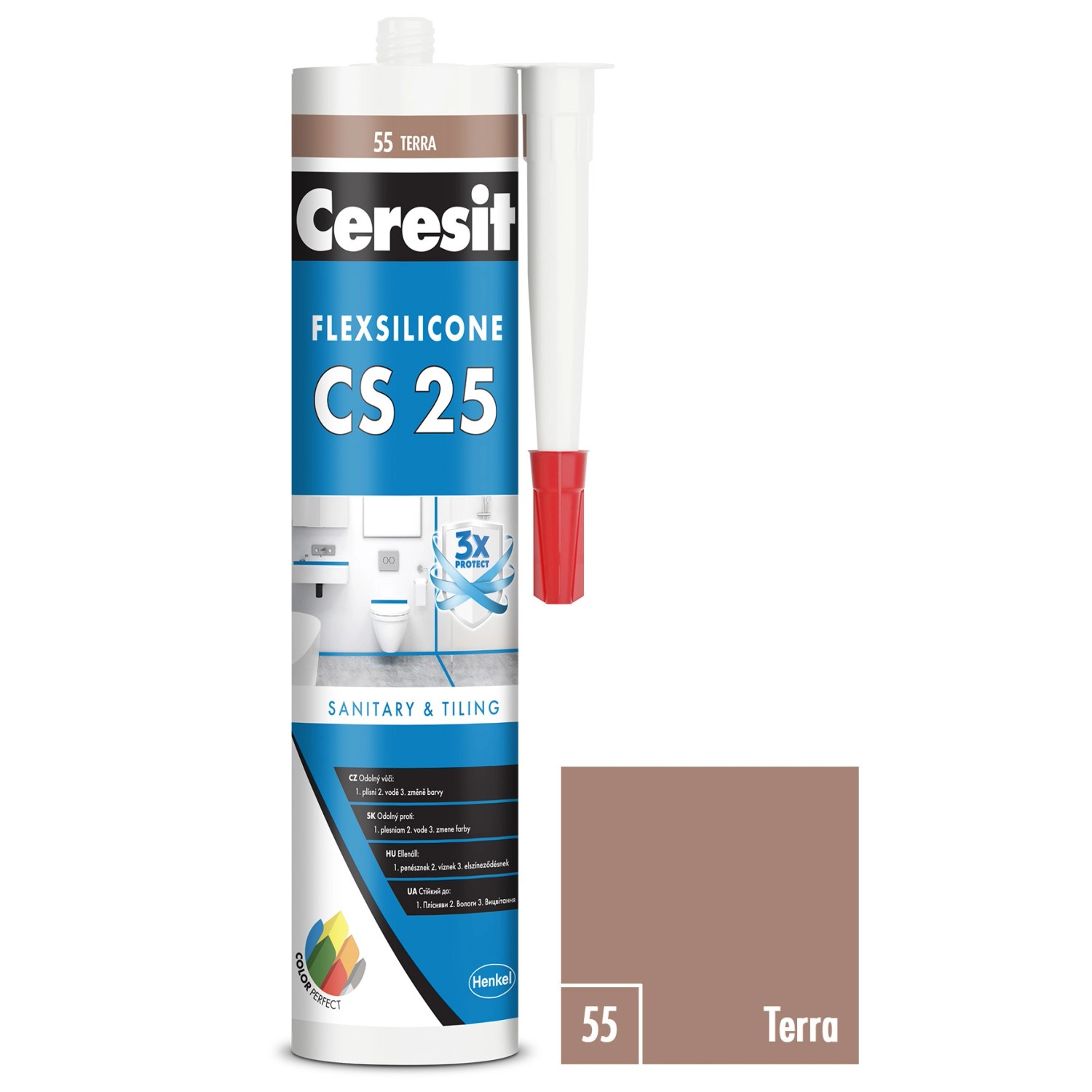 Silikon sanitární Ceresit CS25 55 terra 280 ml