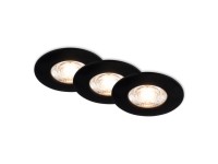 BRILONER Vestavné LED svítidlo černé 3,6W 350lm 3000K IP44 pr. 65x25 mm, 3 ks BRILONER Vestavné LED svítidlo černé 3,6W 350lm 3000K IP44 pr. 65x25 mm, 3 ks