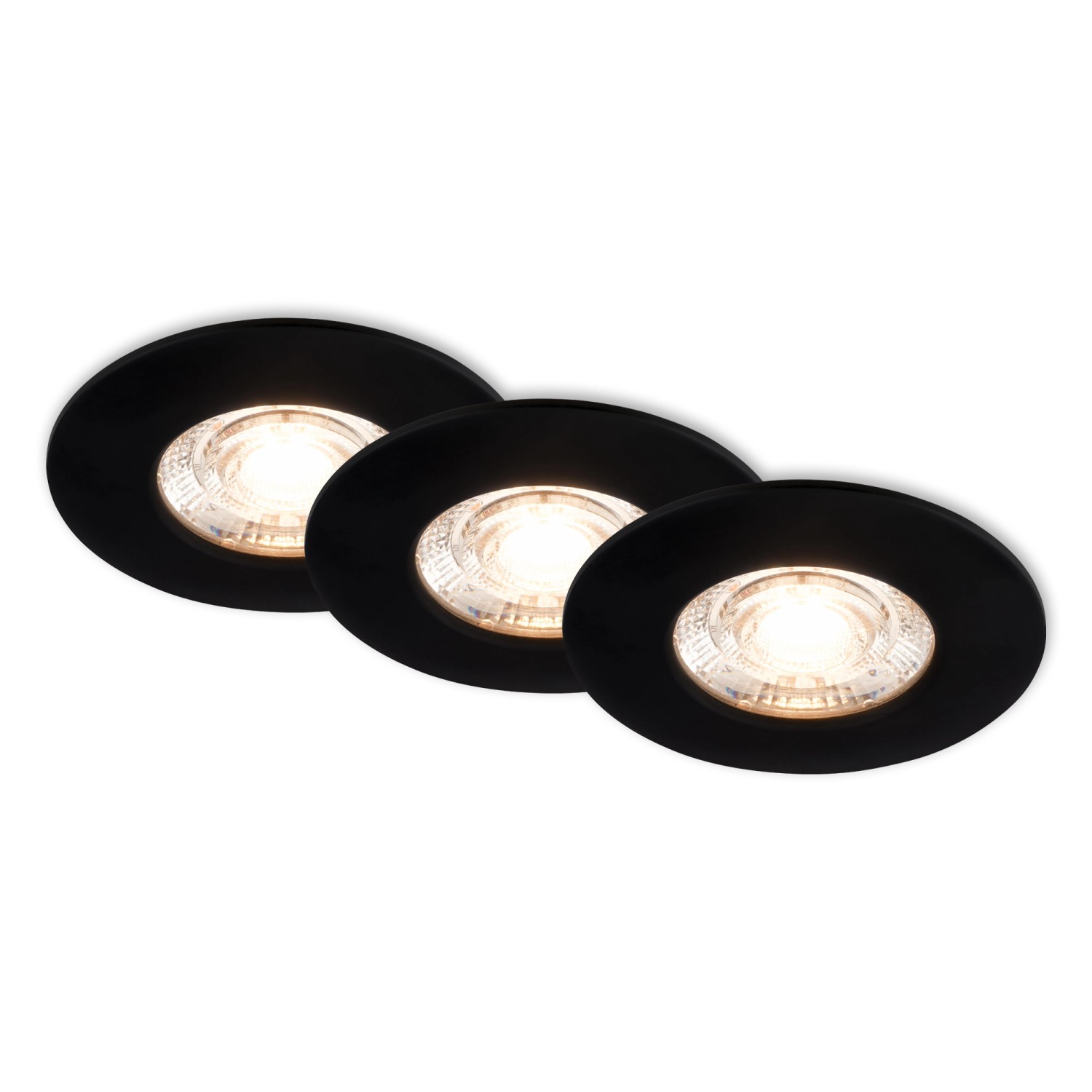 BRILONER Vestavné LED svítidlo černé 3,6W 350lm 3000K IP44 pr. 65x25 mm, 3 ks