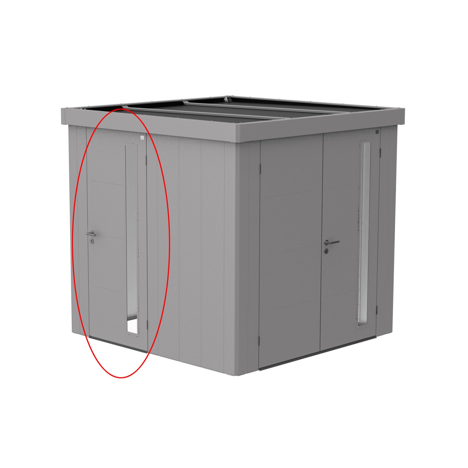 Biohort Přídavné dvoukřídlé dveře pro domek Neo stříbrné metalické 200 x 167 cm