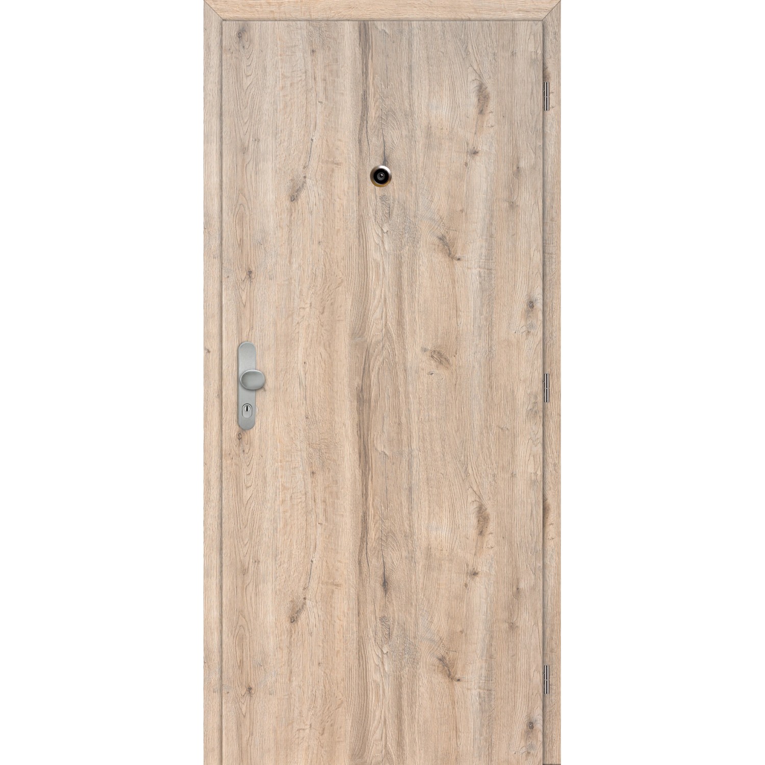DOORNITE Falcové interiérové vstupní dveře s kukátkem kaš. fólie dub Hudson 90 P