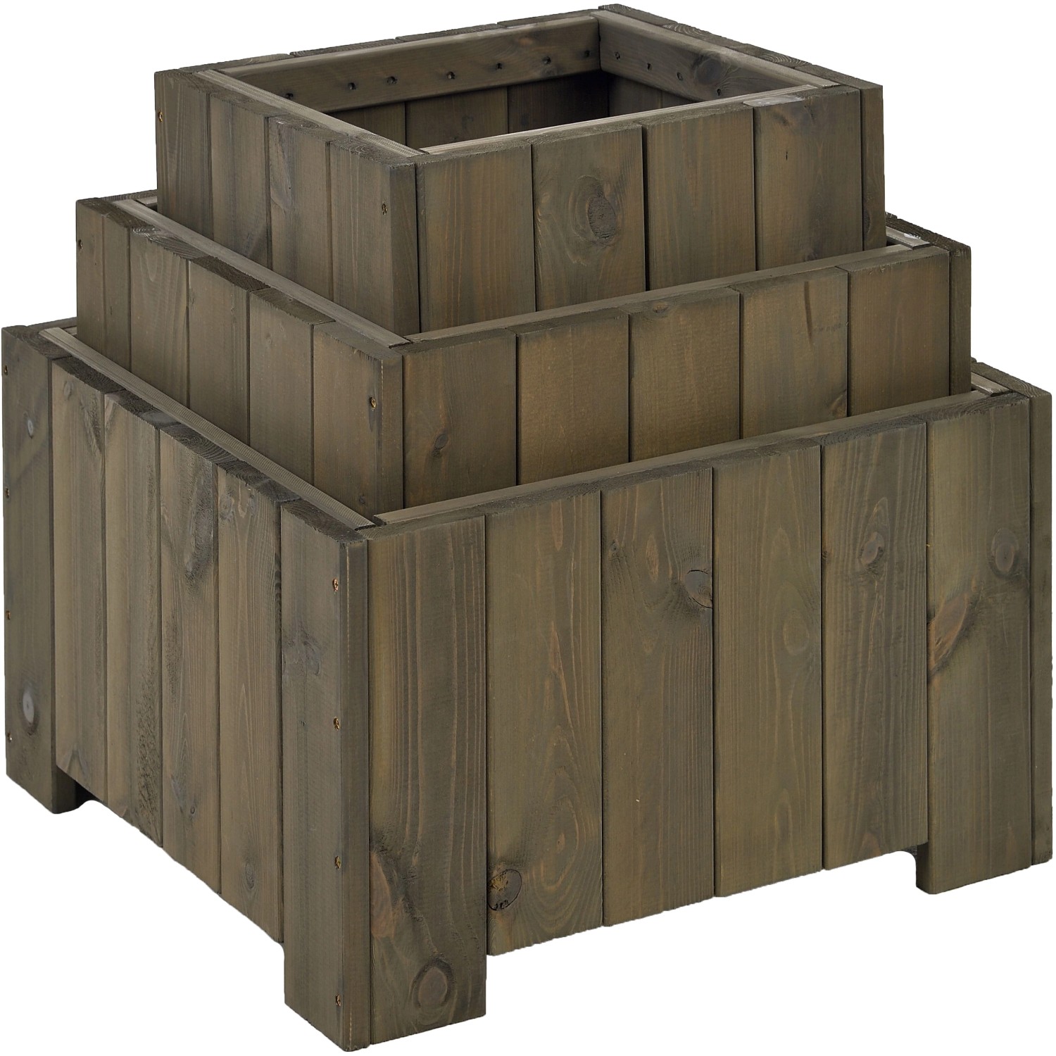 Gaspo Sada dřevěných truhlíků Wels, šedá vintage, 3dílná