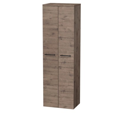 INTEDOOR Vysoká skříň BEE, úchyt černý, 2 dveře, š. 50 cm, dub Wellington