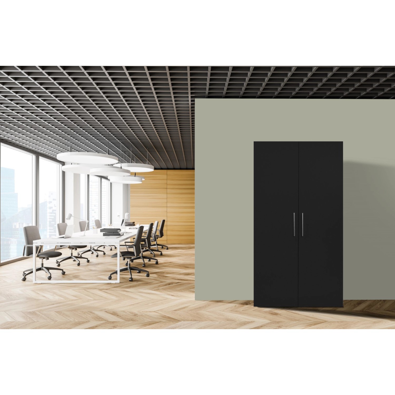 Respekta Skříňová kuchyně Peter černá/bílá 193 x 104 x 67 cm-nrz.d./lednice/mik.