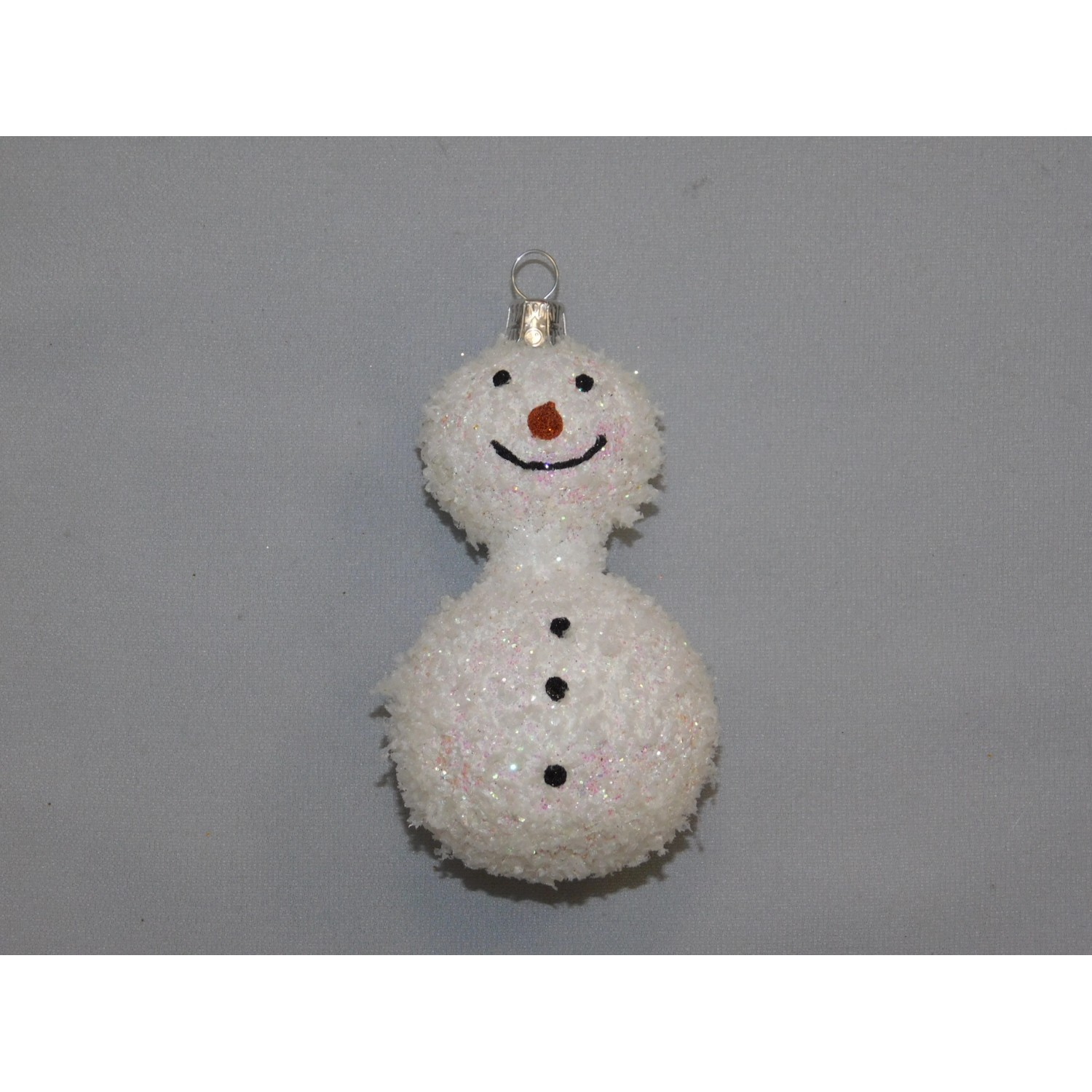 Ornex Vánoční ozdoba sněhulák sklěněný bílý 95 mm