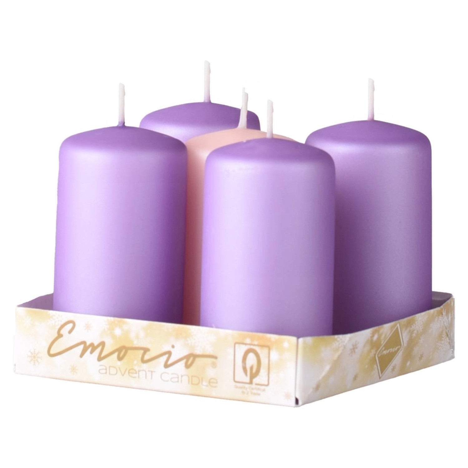 Emocio Svíčka válcová metal mat, mix fialová+růžová, 40 x 75 mm, 5 ks