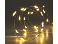 Světelný řetěz ze stříbrného drátu 80 LED, teplá bílá, 395 cm