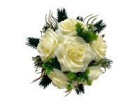 M.A.T. Podzimní dušičkové aranžmá z umělých květin bílé pr. 28 cm