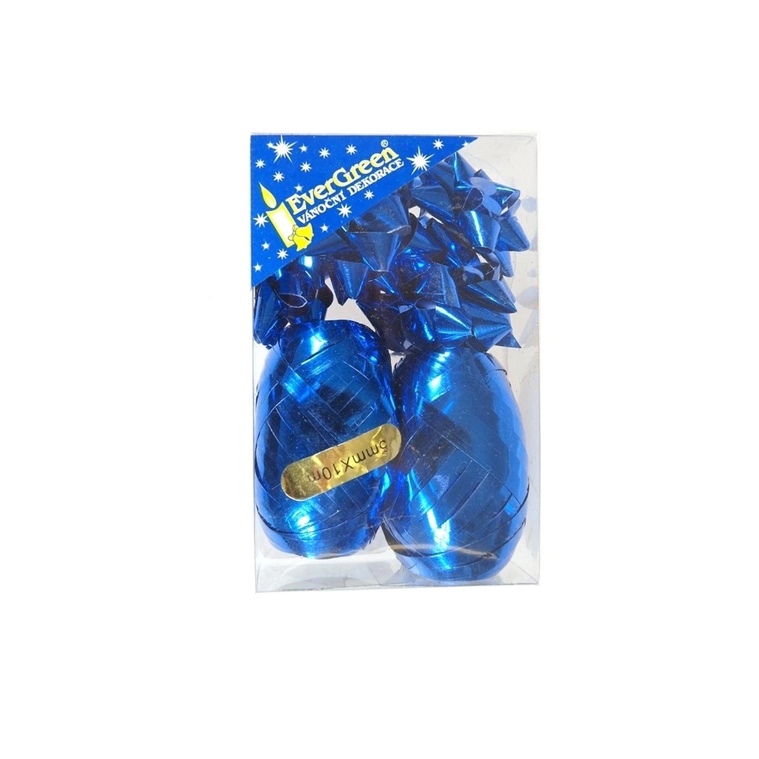 Sada na balení dárků 6 x rozeta, 2 x fóliová stuha 10 m, modrá